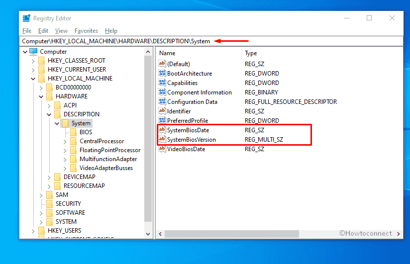BIOS Version of MotherBoard - Use Registry Editor