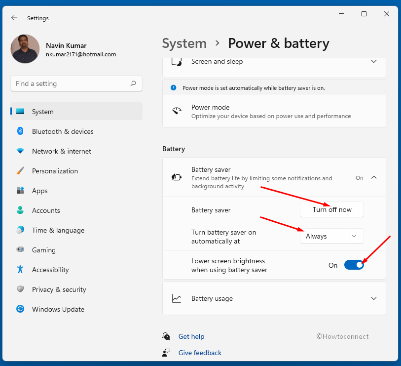 Battery saver