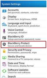 blackberry 10 protect settings