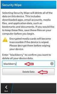 blackberry10 wipe data securly