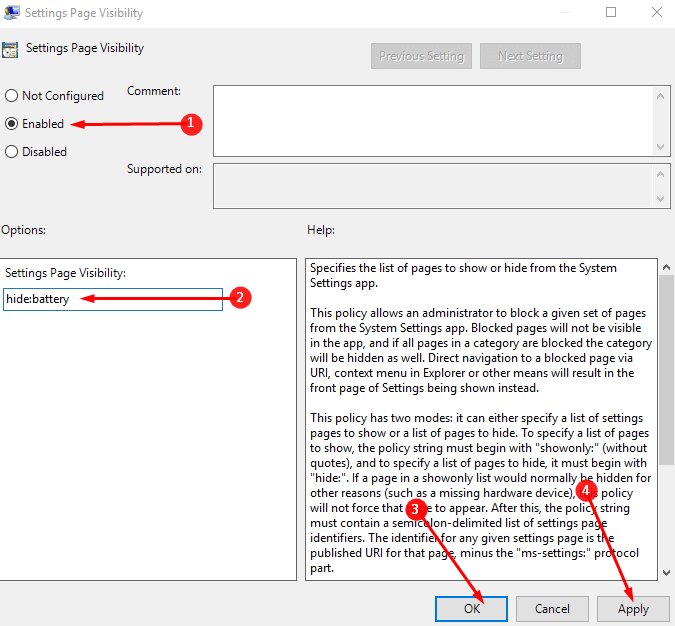 Block Settings Pages in Windows 10 image 2