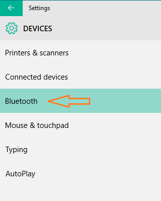 Bluetooth under Devices category