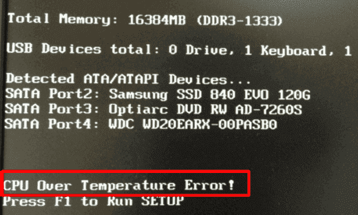 CPU Over Temperature Error