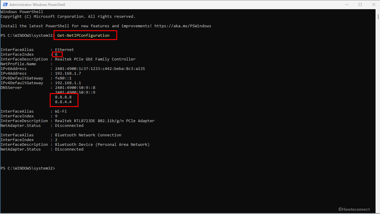 Change DNS Server Address in Windows 11 PowerShell
