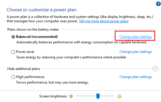 Set up Power Plans in Windows 10