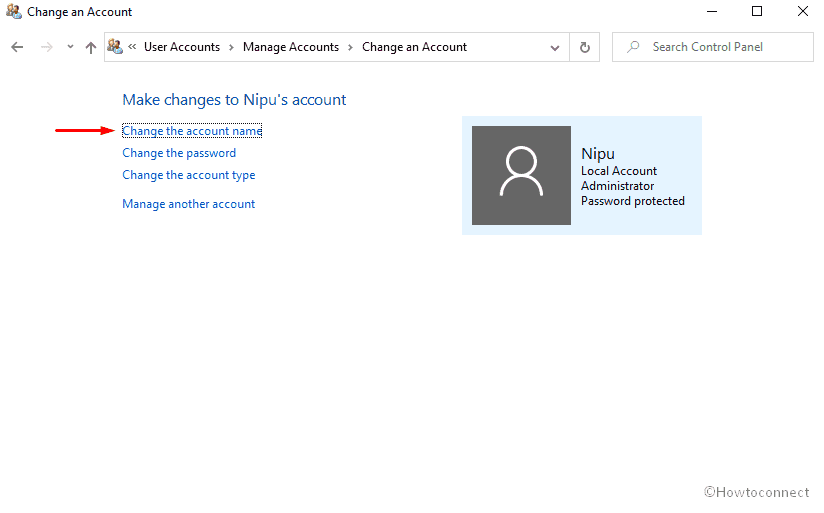 Change the Name on Lock Screen-click on Change the account name