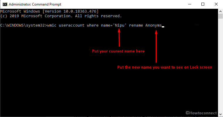 Change the Name on Lock Screen-run elevated Command Prompt