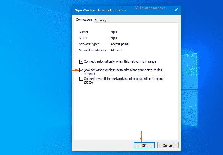 Check Look for other wireless networks while connected to this network