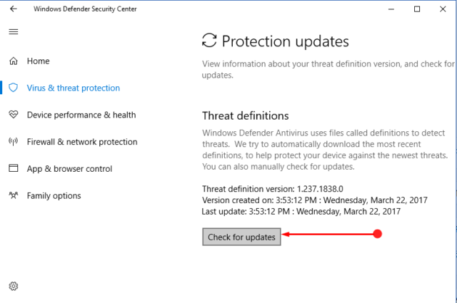 How to Check Protection Updates for Threat Definitions in Windows 10