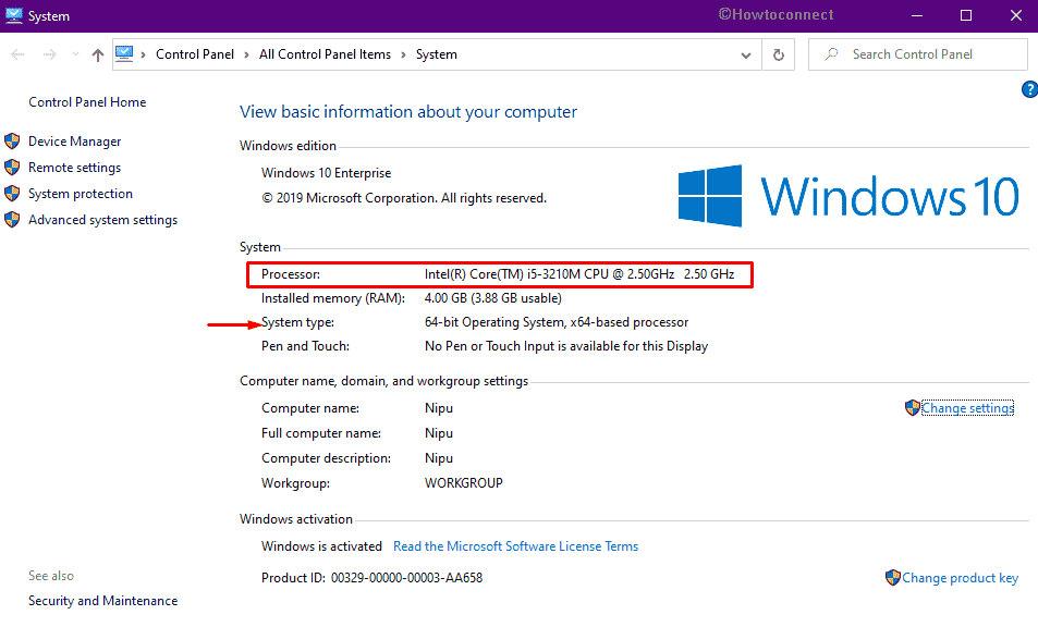 Check System architecture as well as processor name