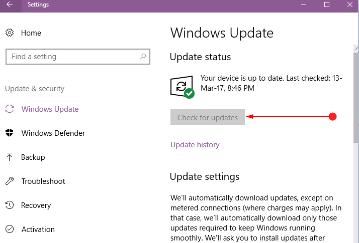 Check for Updates Grayed Out in Windows 10 Photos 1