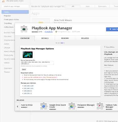 chrome playBook app manager install