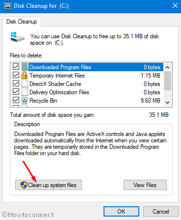 Clean up system files disk cleanup