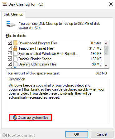 Cleanup system file in disk cleanup