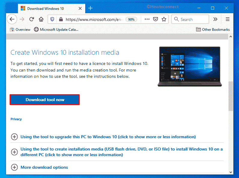 Click Download tool now to get mediacreationtool