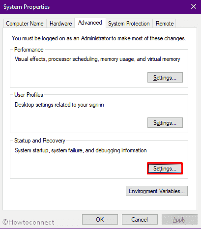 Click Settings located under Startup and Recovery