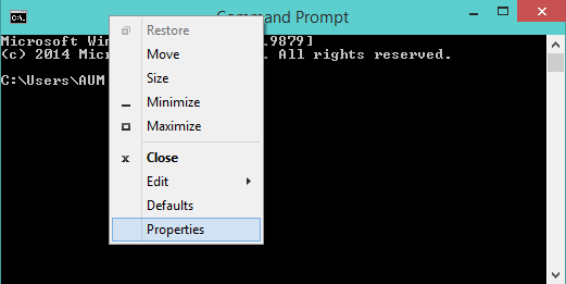 Command Prompt properties