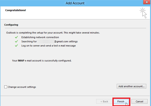 Outlook settings for gmail