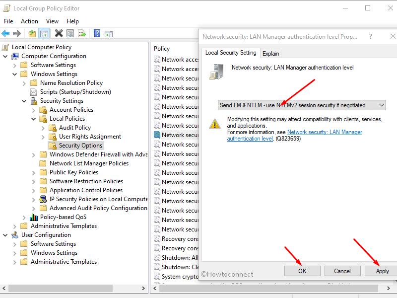 Configure the LAN Manager authentication level