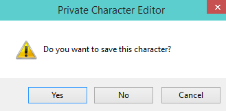 Confirmation Dialog Box To Save Character
