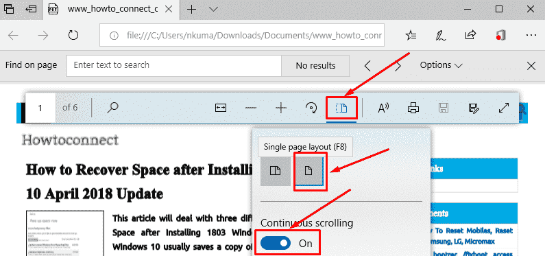 Continuous scrolling