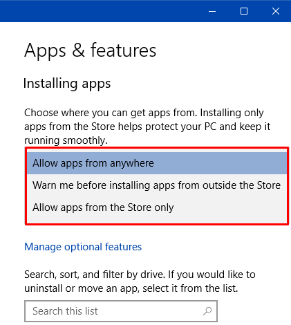 Control Installation of Apps in Windows 10 Pics 4