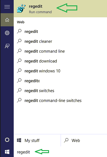 Cortana-search-regedit-command