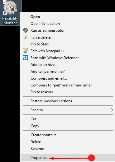 Create Desktop Shortcut to Reliability Monitor on Windows 10 image 3