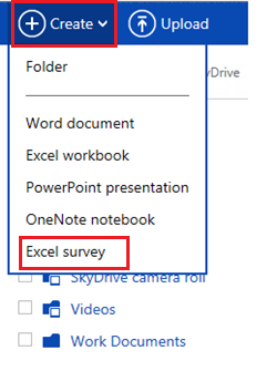 create excel survey in skydrive