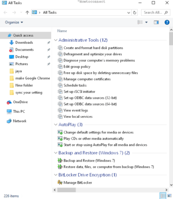 How to Create Shortcut to Control Panel All Tasks in Windows 10