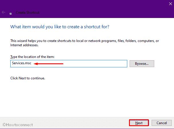 Create desktop shortcut for Services app