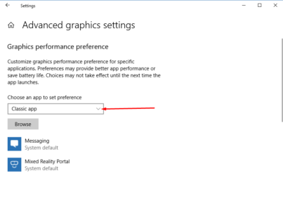 Customize Graphics Performance Preference for Apps in Windows 10