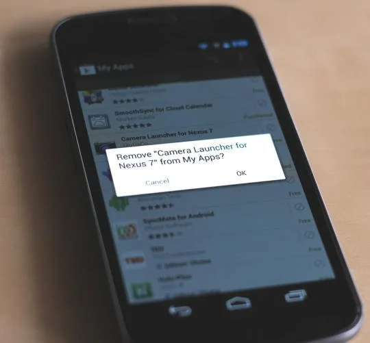 delete app history on Google Nexus