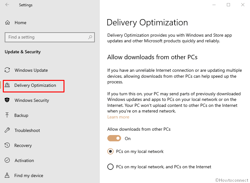 Delivery optimization Windows 10 October 2018 Update