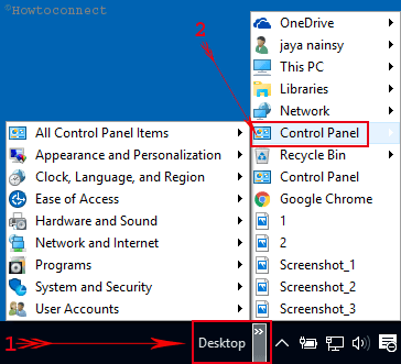 Desktop Toolbars Control Panel
