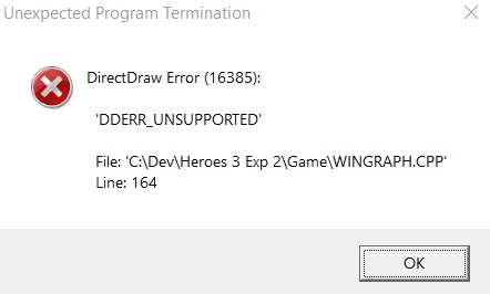 DirectDraw Error Windows 10