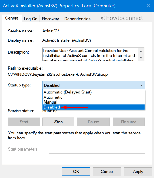 Disable ActiveX Installer Service Windows 10
