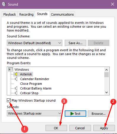 Disable Enable Startup Sound on Windows 10 image 3