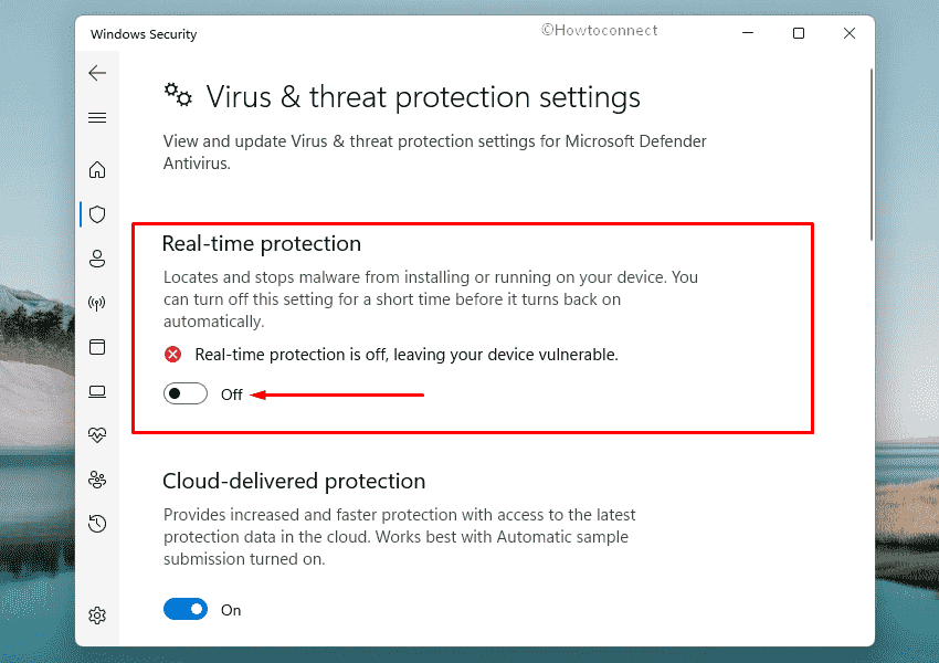 Disable Real-time protection