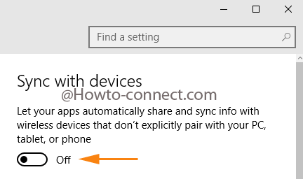 Disable Sync with devices slider in Windows 10