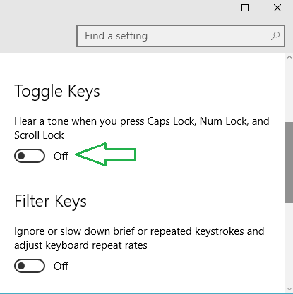 Disable Toggle key slider