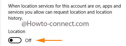 Disable the location option in Windows 10