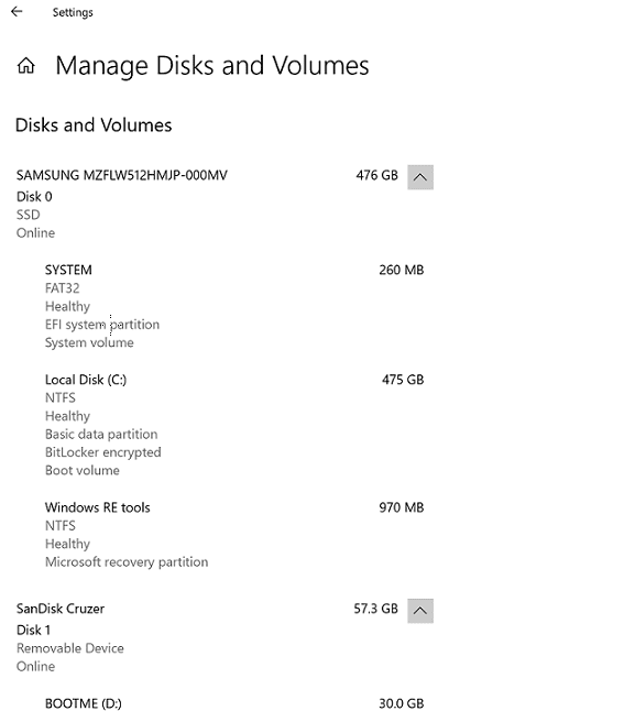 Disk Management is a part of Settings