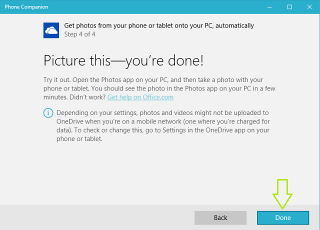 Get Photos from using Phone Companion Windows 10