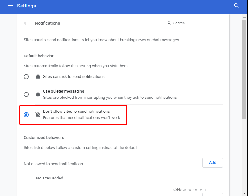 Don't allow sites to send notifications