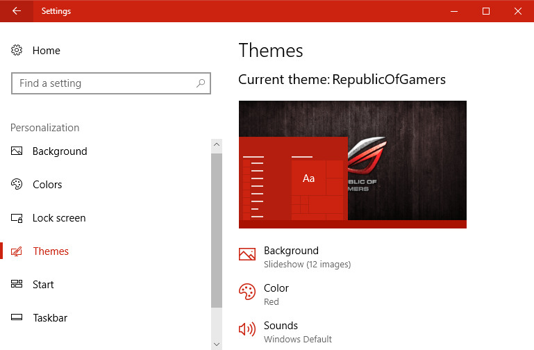 Download Asus Rog Theme Windows 10