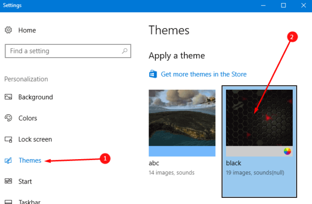 windows 10 theme black