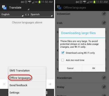 Google Translate offline on Android