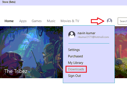 Downloads button of the Store (Beta) Downloads button of the Store (Beta)