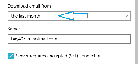 Drop-down meu to download email from